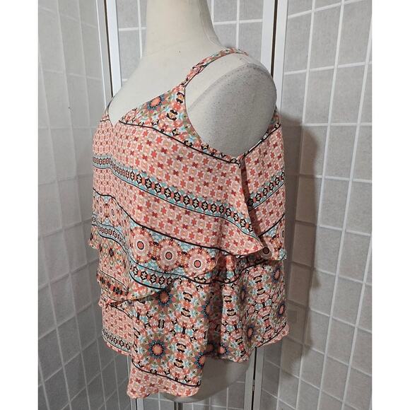 Torrid Floral Tank Layered Crisscross Cami Shirt V-Neck Plus Size: 1X (14/16) - Picture 5 of 7